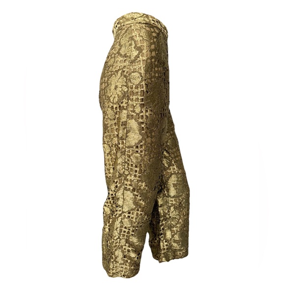 Raoul Arango Metallic Gold Lace Cutout Statement Pants Womens Small Avant Garde - Picture 4 of 11